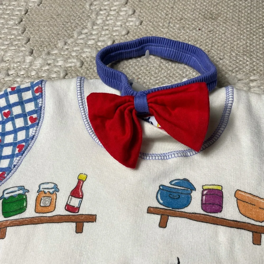 Vintage City Kids NWOT Sweatshirt One Piece Cat Kitchen Unique Embroidered 3/6 M